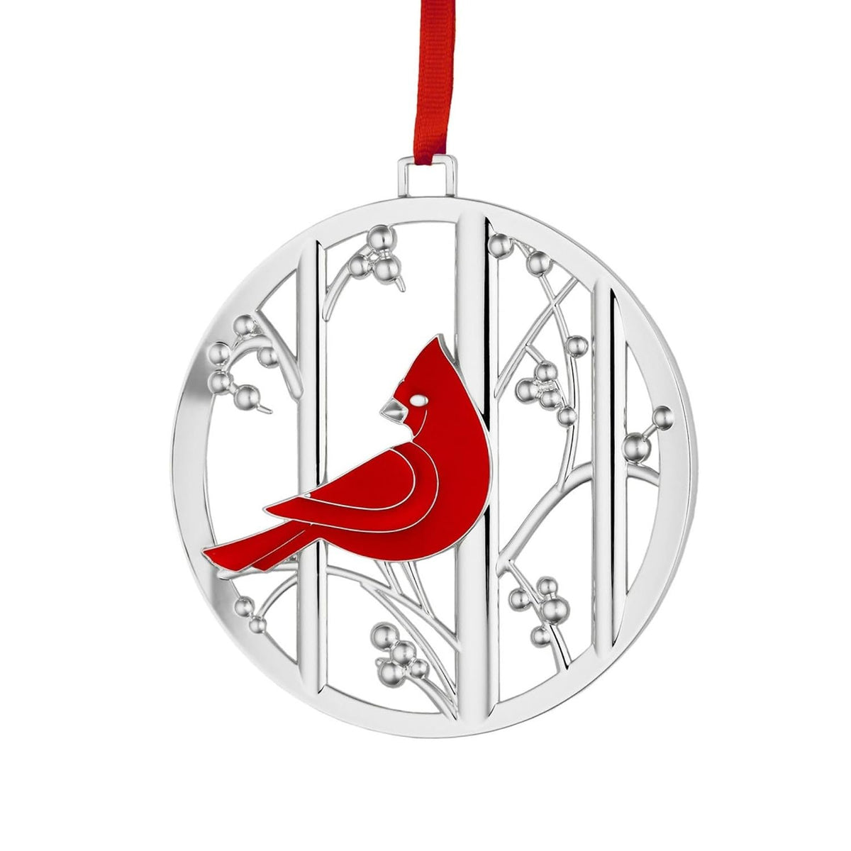 Nambé Cardinal Ornament red bird in silver plate