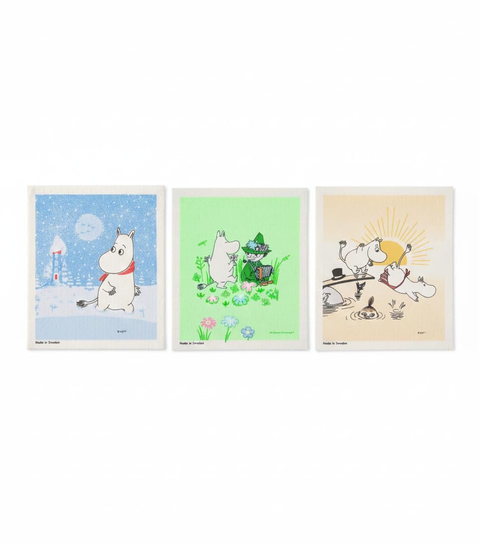 Moomin Kitchen Swedish Dishcloth Trio – Reusable & Compostable Cloths