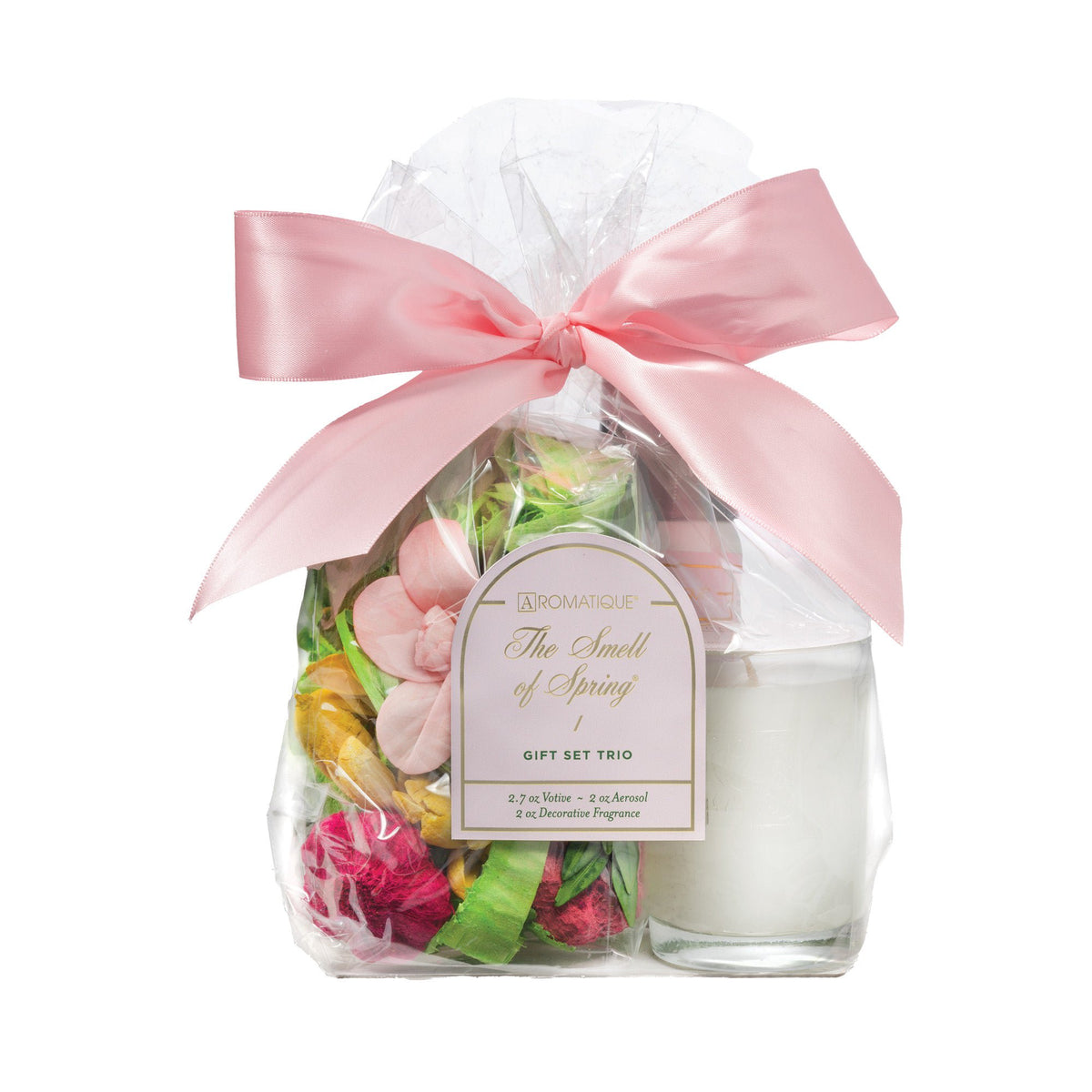 Aromatique The Smell of Spring - Gift Set Trio Set Fragrance Notes: Pineapple, Green Hyacinth, Jasmine, Rose, Balsamic, Vanilla - Candle, Potpurri, Room Spray