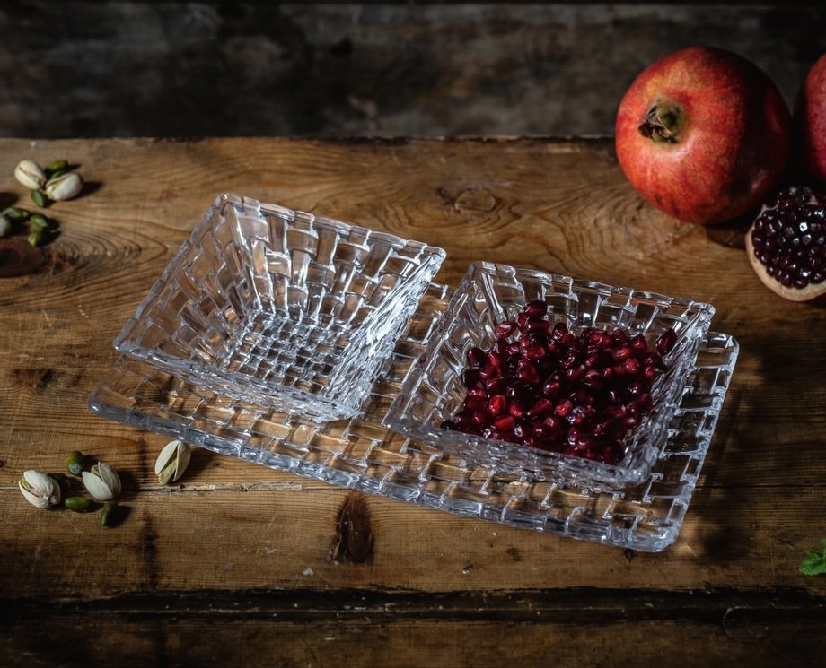3 Piece Set Nachtmann Bossa Nova Crystal 3 Piece Serving Set | Platter & Bowls