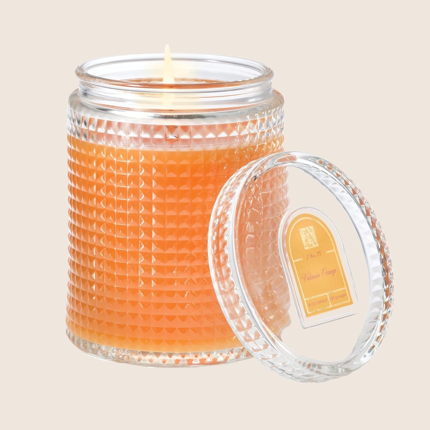 Aromatique Valencia Orange 15 oz Textured Glass Candle with Lid