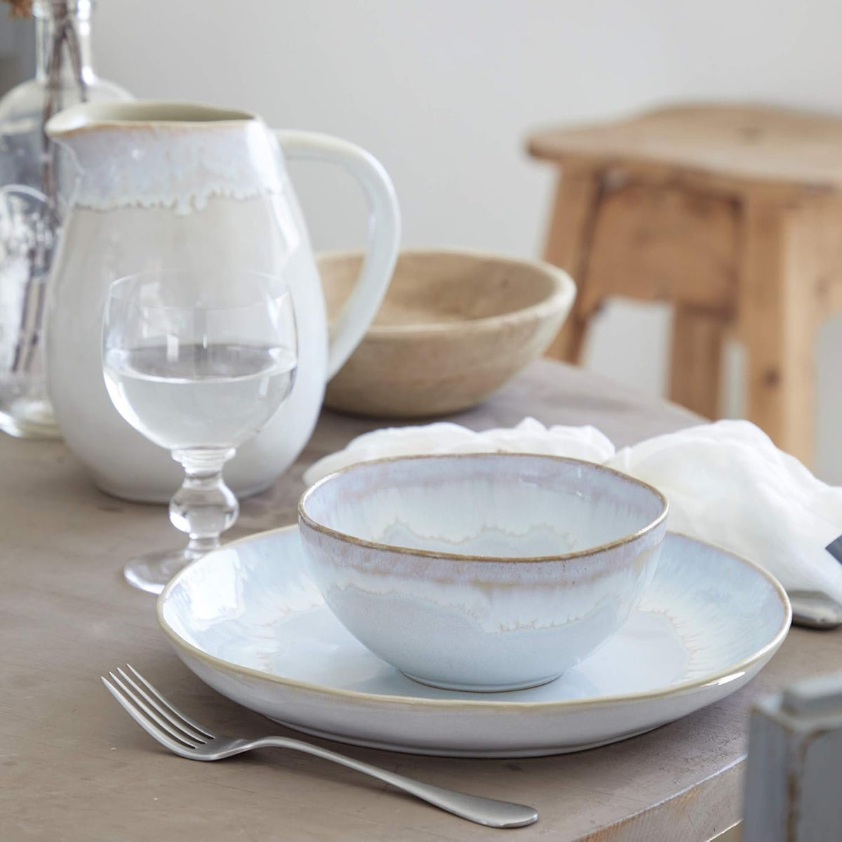 Costa Nova Ceramic Stoneware 5-Piece Place Setting Service for 1 - Brisa Collection, Sal | Microwave & Dishwasher Safe Dinnerware Set | Food Safe Glazing | Restaurant Quality Tableware