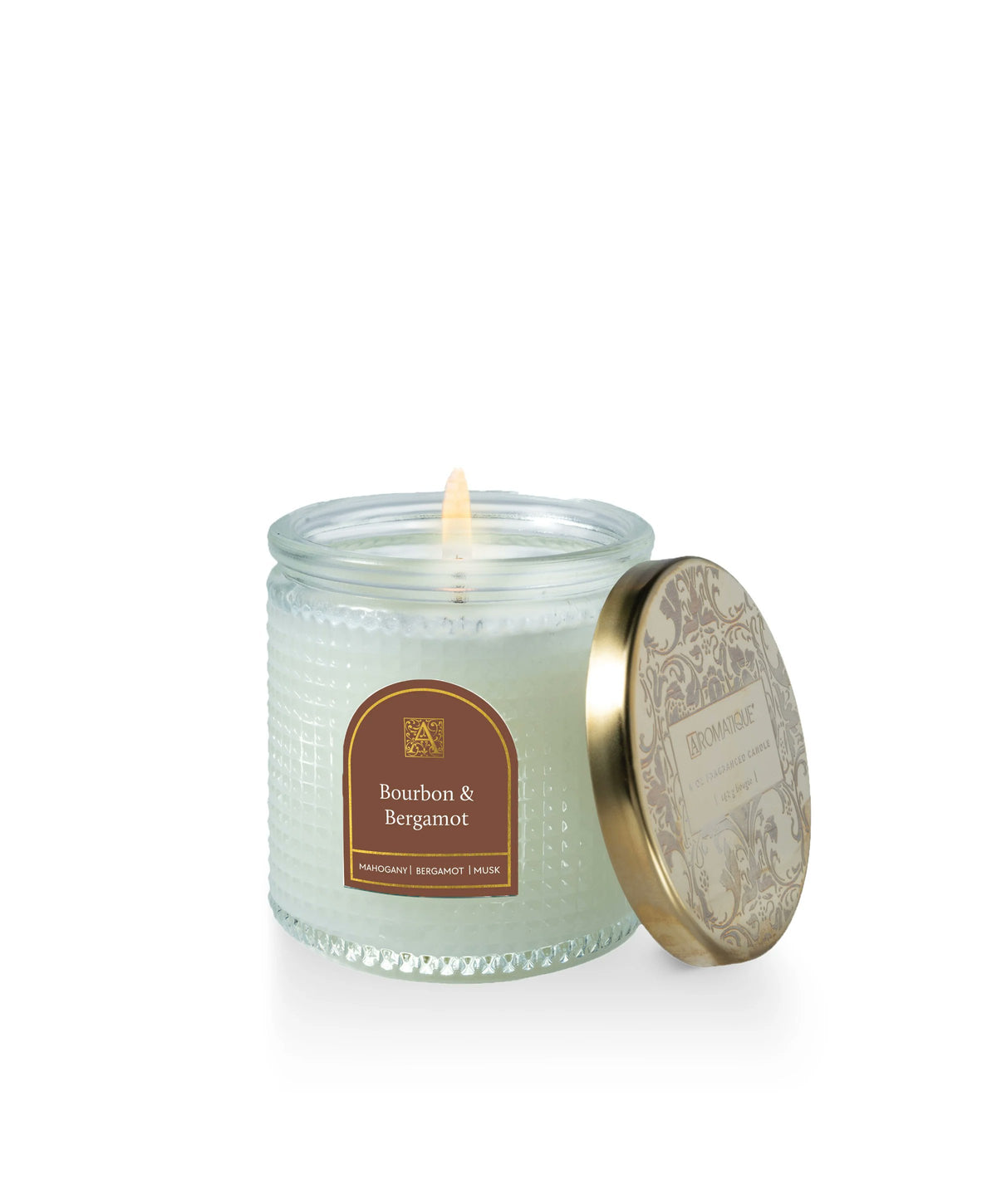 Bourbon & Bergamot Textured Glass Scented Candle | Warm Citrus & Cashmere Musk