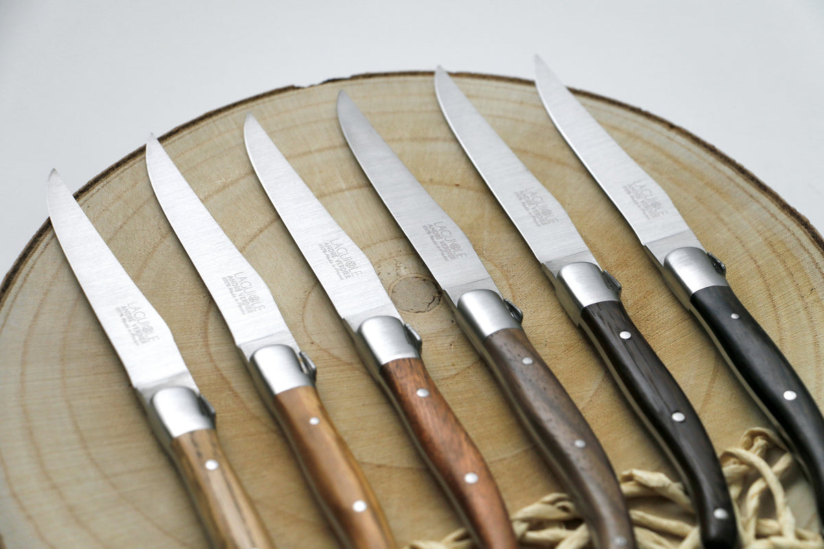Andre Verdier Laguiole 'Essentiel' 6 Steak Knives | Assorted Wood Handles