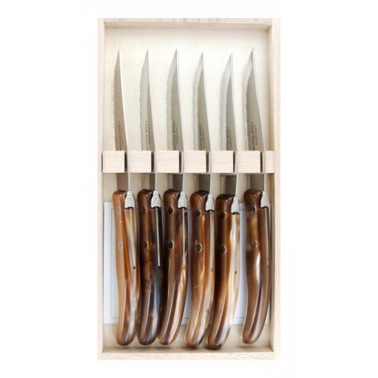 Claude Dozorme Laguiole Berlingot Steak Knives | Set of 6 | Capuccino