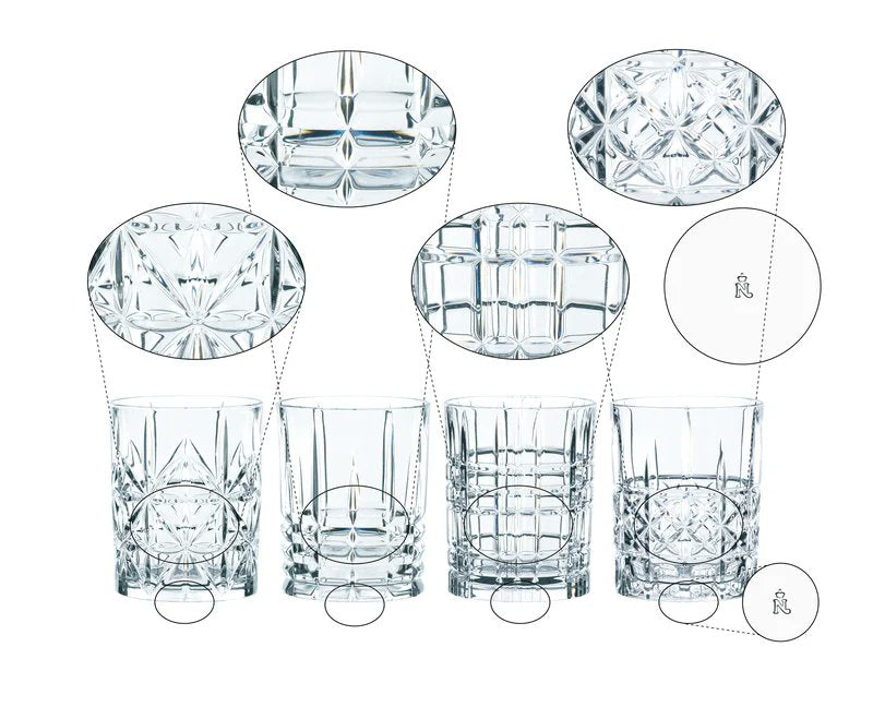 Nachtmann Highland Whisky Tumbler Set of 4 Crystal Square Cut Clear