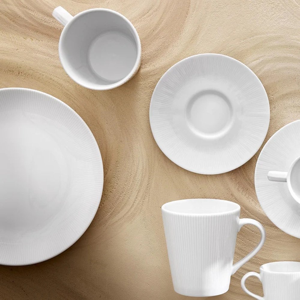 Pillivuyt Eventail Mug 4-Set Porcelain White (9oz each)