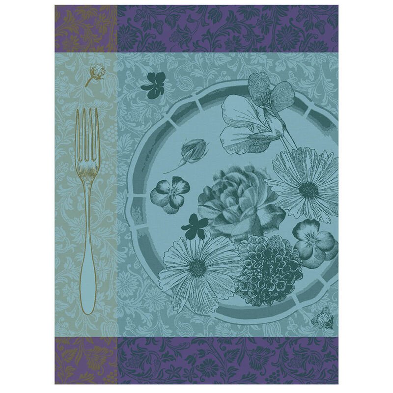 Le Jacquard Francais Jacquard Cotton Kitchen Tea Towel | Fleurs A Croquer Blue