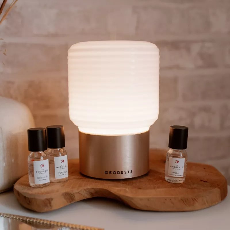 Luxury refresher oil by Geodesis – premium aromatic blend in glass bottle