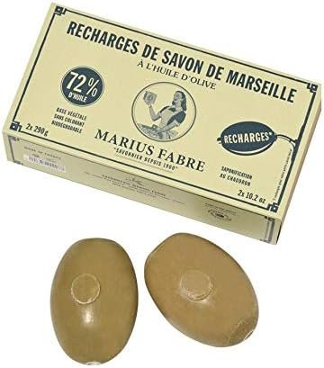 Marius Fabre Olive Oil Marseilles Soap Refills for Wall-Mount Rotating Holder (2x290g,2x10.2oz)