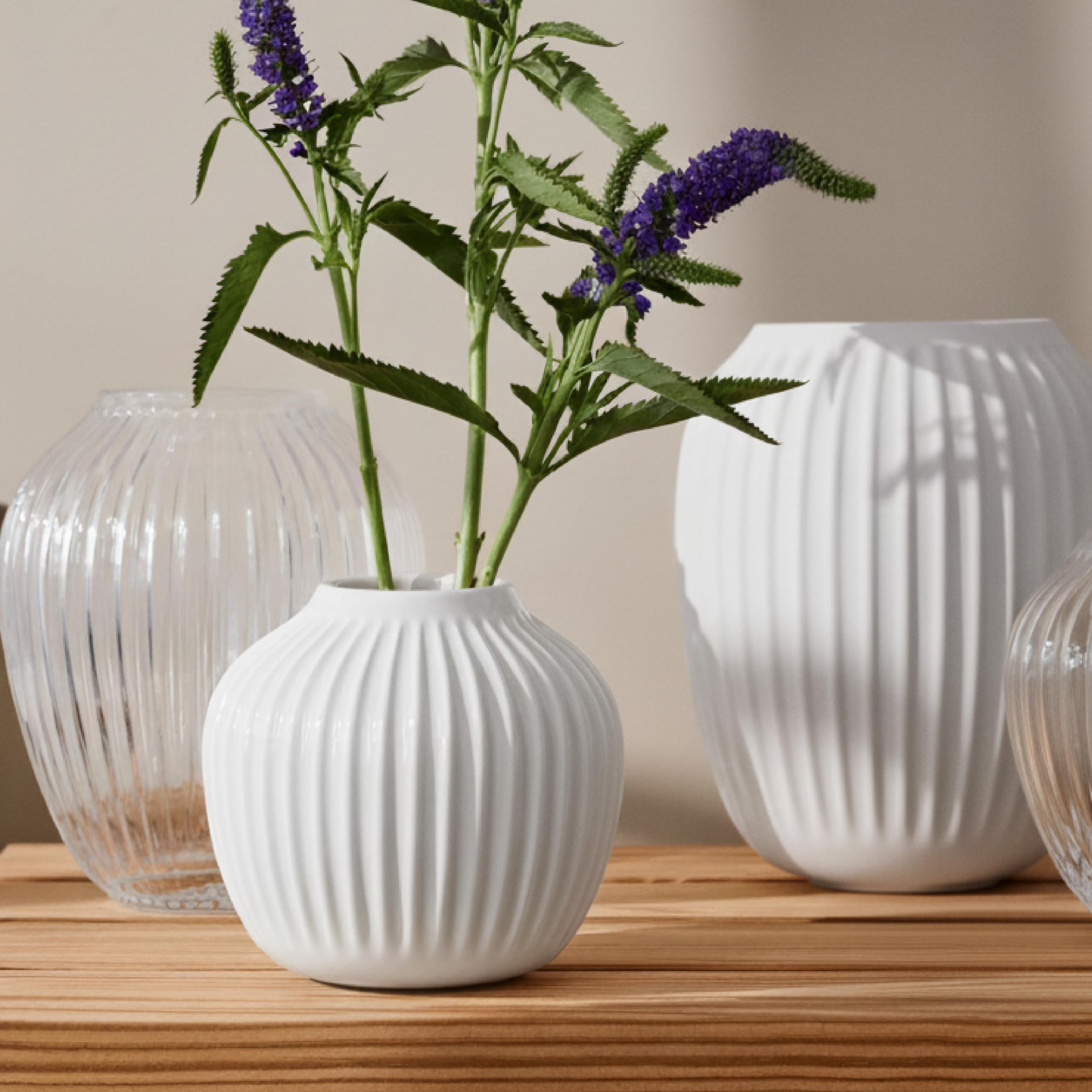 Kähler Hammershøi white vase with fluted design