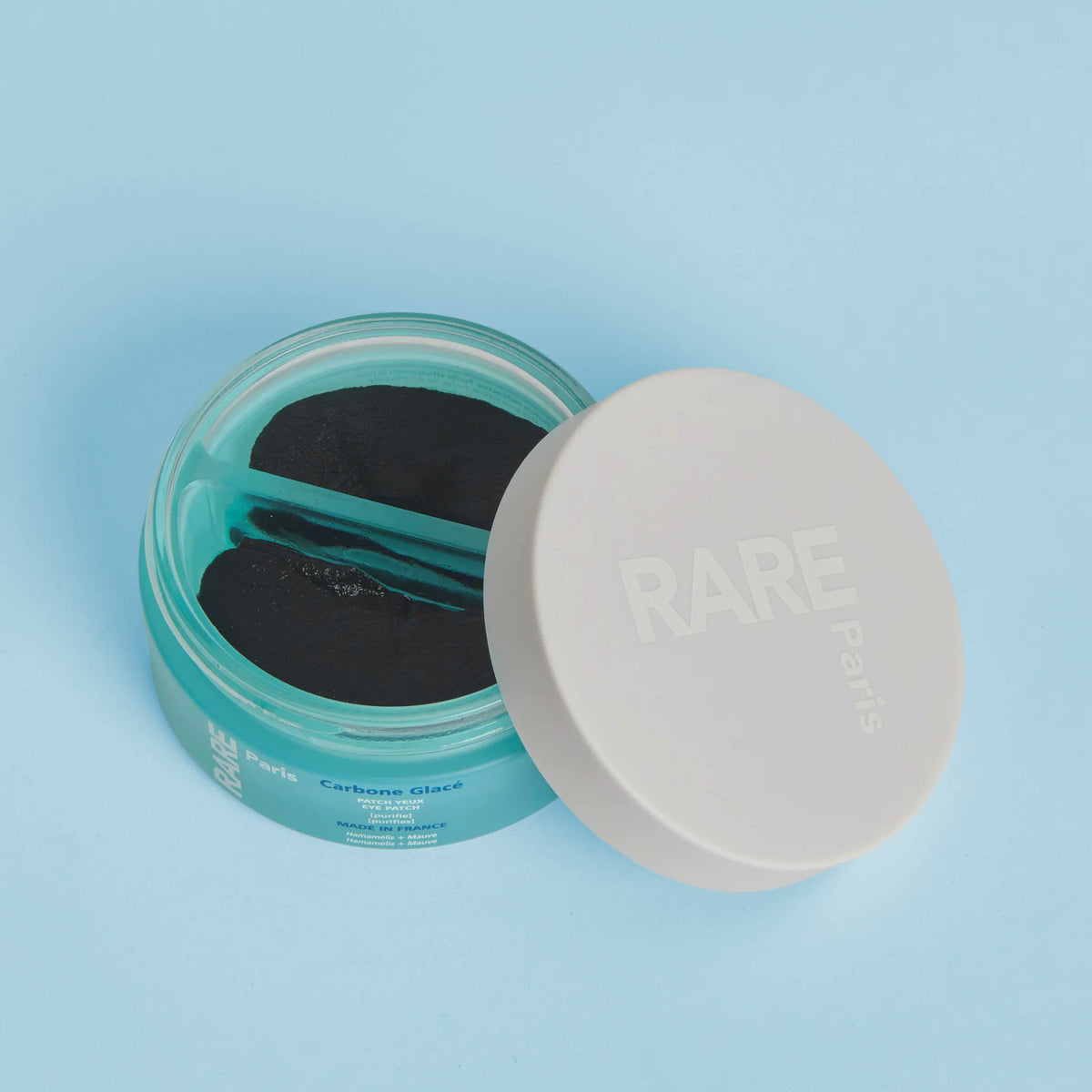 RARE Paris Carbone Glacé eye patches close-up second-skin black patch cooling sensation detail