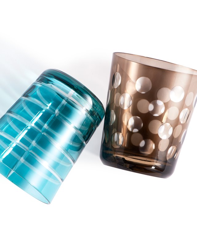 Colorful Pols Potten Tumblers – Full-Colored Glass Set with Unique Cut Pattern