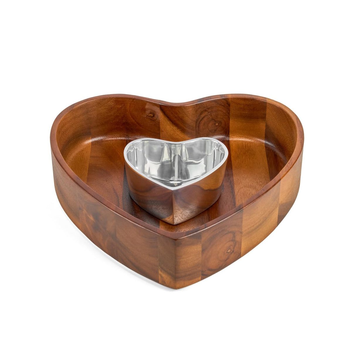Nambé Heart Chip and Dip Set size reference, 11.75 inches