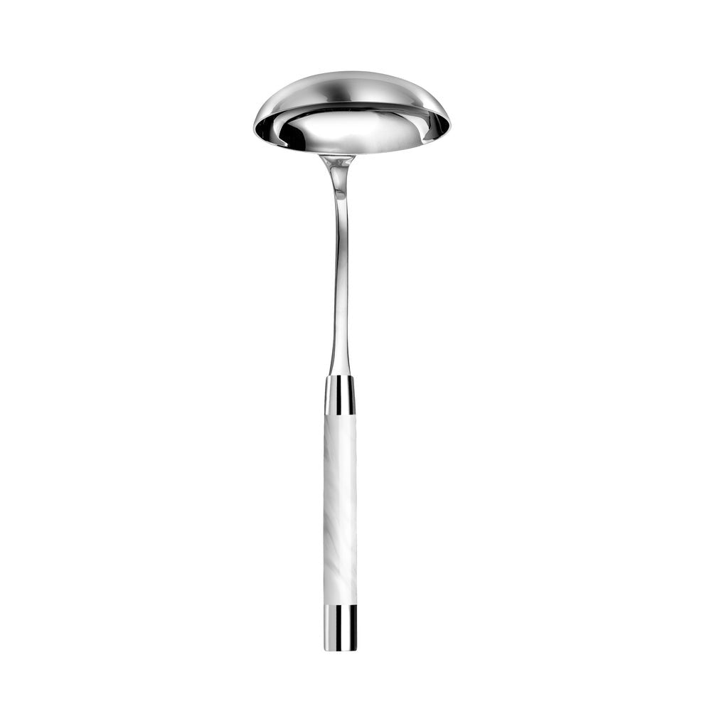 Capdeco Conty Stainless Steel Soup Ladle, 11.42" - White Handle, French Made