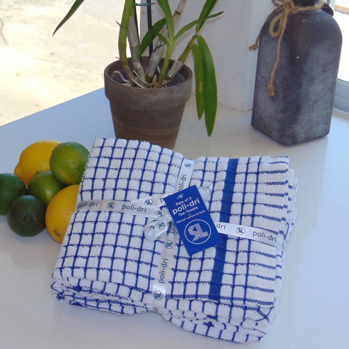 Poli-Dri Kitchen Towel Navy 3-Pack 100% Cotton by Samuel Lamont
