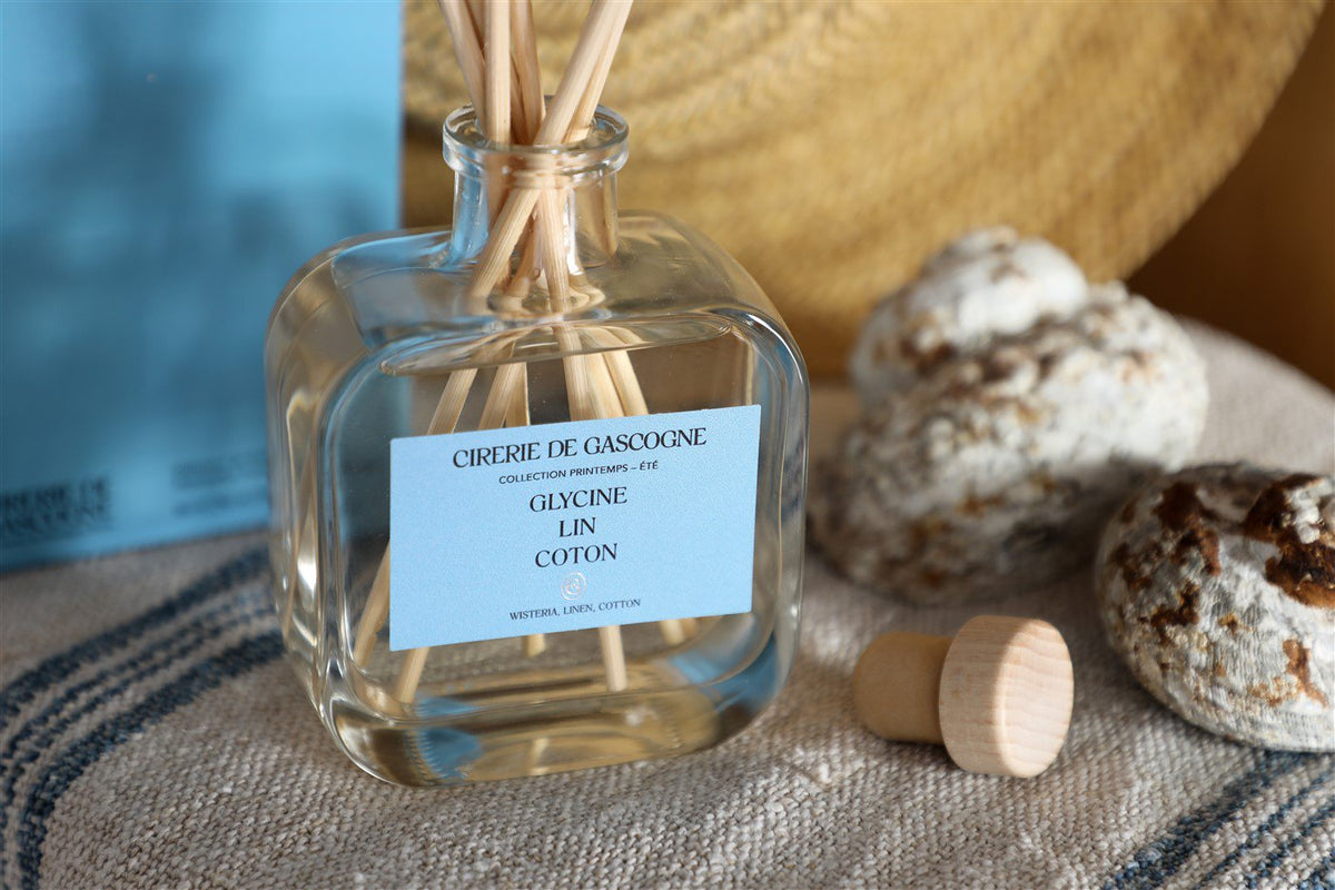 Cirerie de Gascogne Reed Diffuser, Wisteria, Linen, Cotton Scents - Long Lasting Fragrance 200ml