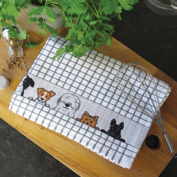 Samuel Lamont Poli-Dri Jacquard Cotton Kitchen Tea Towel | Set of 2 | Dogs