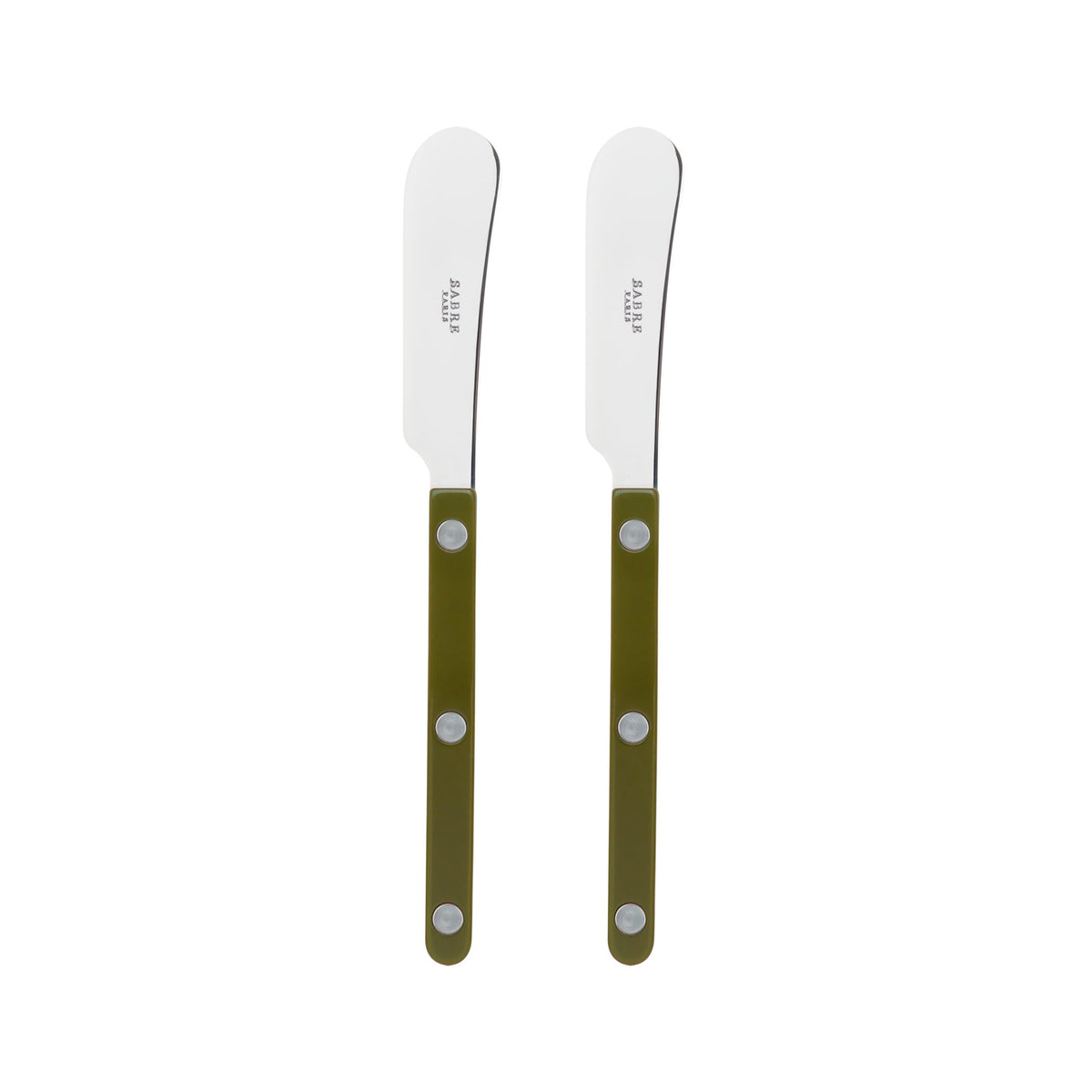 Sabre Paris - Set of 2 Spreader Knives 5.5 inches - Bistrot Collection - Perfect for Butter, Tapenades, Spreads - Stainless Steel & Nylon - Dishwasher Safe