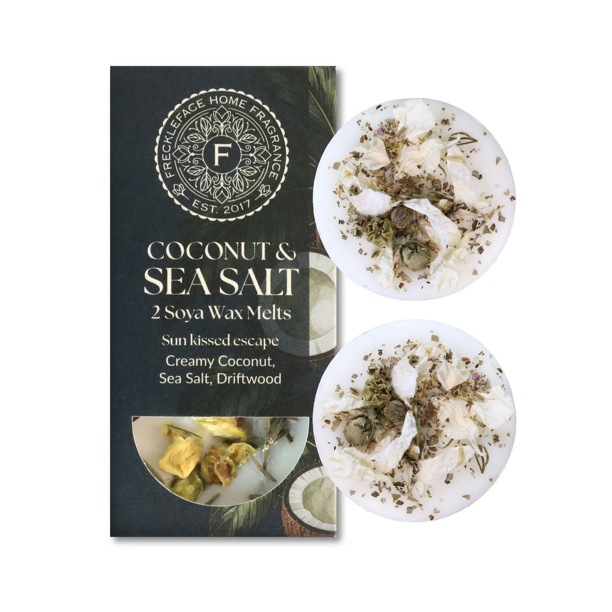 Freckleface Soy Wax Melts Coconut Sea Salt Vegan 3-Pack (6ct 120hr) UK Handmade