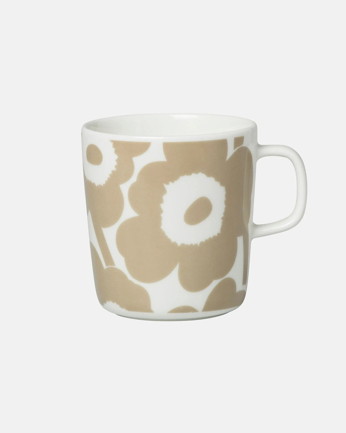 Unikko Oiva Stoneware Large Flower Mug | White & Beige (13.5 fl oz)