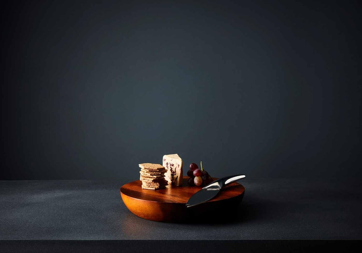 Nambé Harmony Cheese Board with Knife | Acacia Wood & Stainless Steel