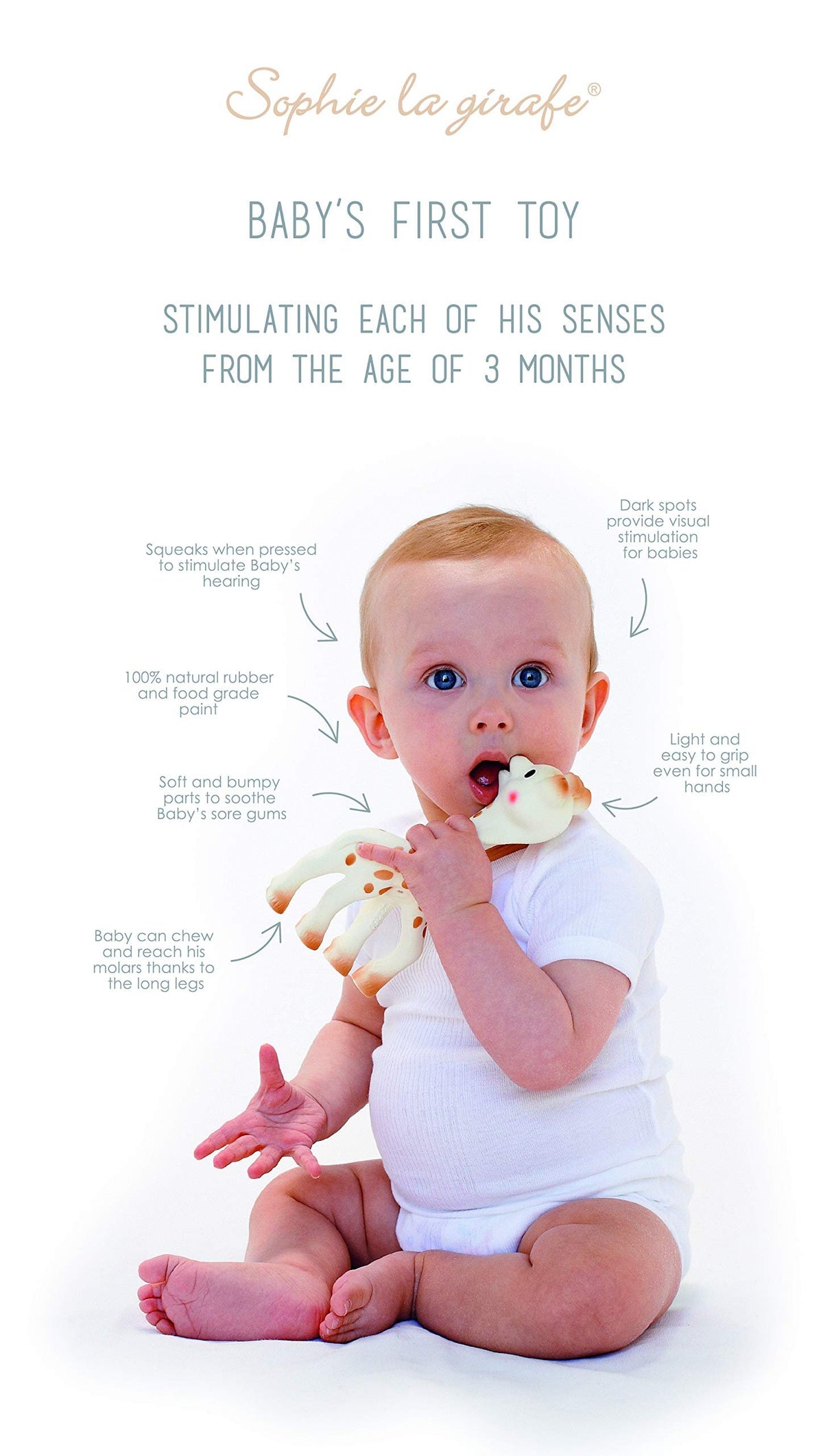 Sophie la Girafe Eau de Toilette 100ml – Gentle Fragrance for Mothers and Children (over 5 years) – 96% Natural Ingredients – Vegan – Made in France – With Soothing Teething Ring | Lemon Peach and Orange Blossom Scents