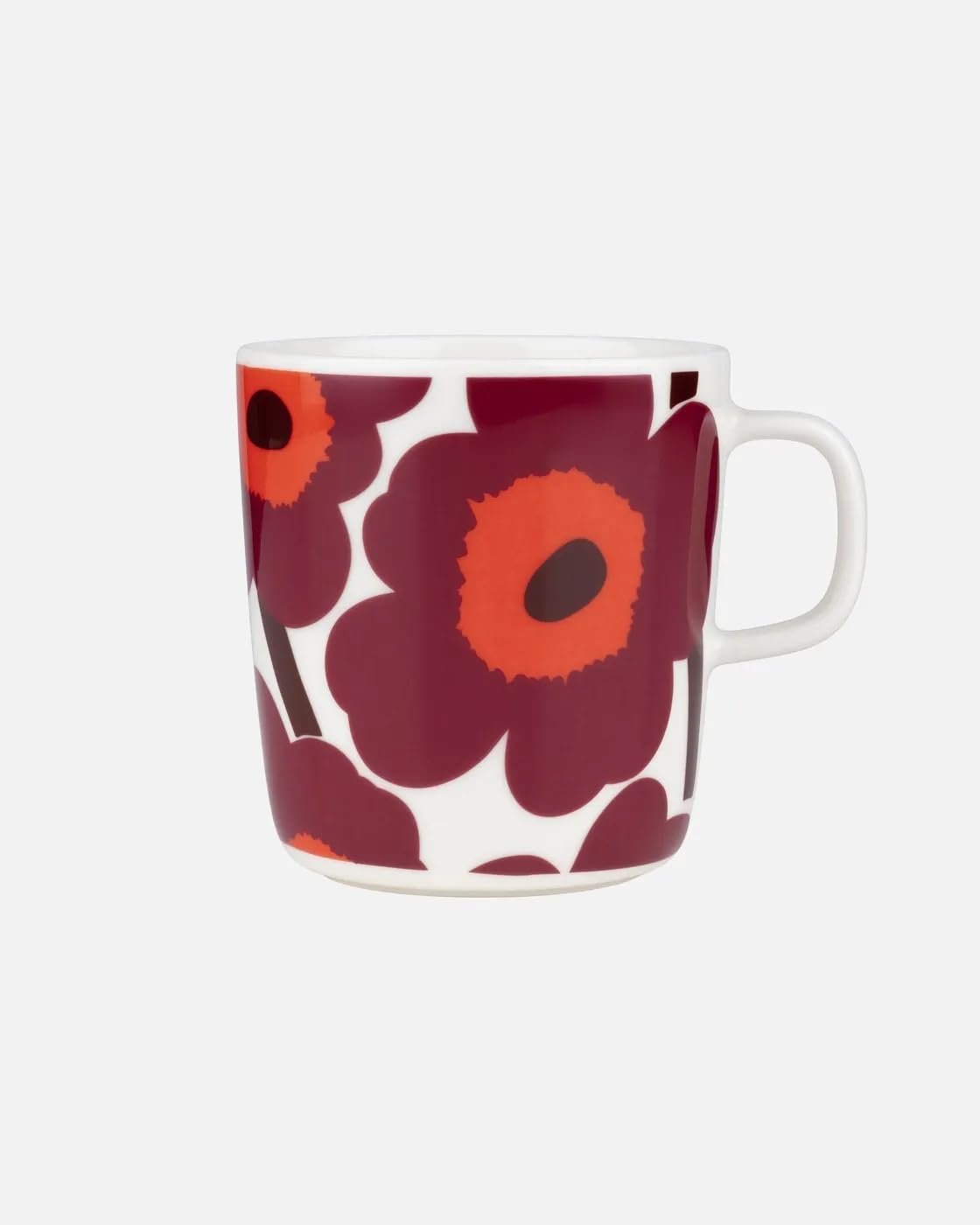 Marimekko Women's Oiva/Unikko Large Mug White/Bungundy/Red 13.5floz