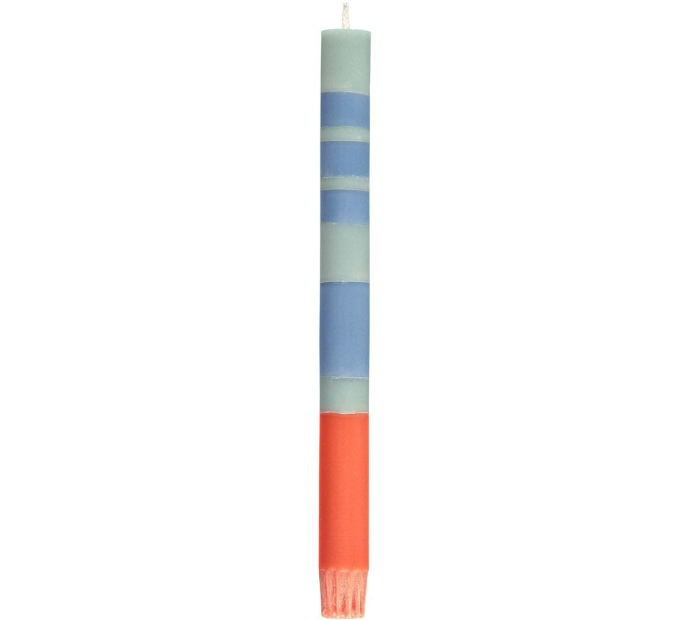 British Colour Standard Striped Dinner Candles Mixed Pack of 4 | 10" | Orange & Blue