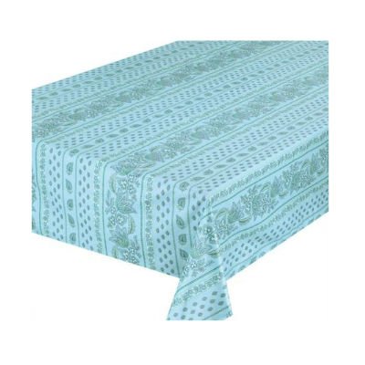 Le Cluny French Provence Tablecloth, 60" x 96" Rectangular Coated Cotton Easy Care, Lisa Turquoise