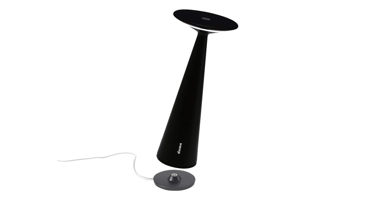Zafferano DAMA Pro Table Lamp in Aluminum, IP54 Protection, Indoor/Outdoor use, Contact Charging Base Included, 11.4", USA Plug
