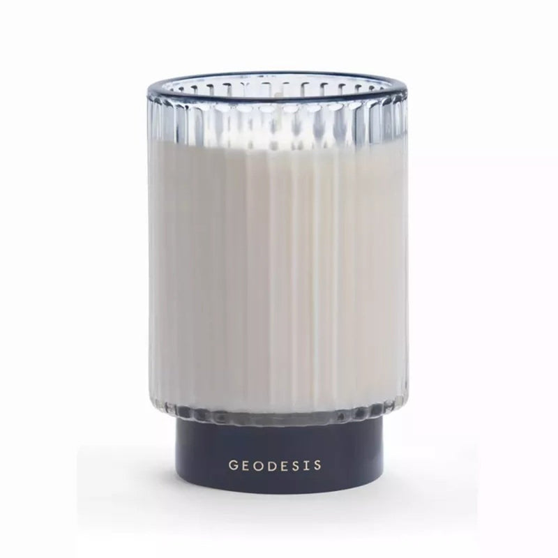 Geodesis Amber scented candle in ribbed glass vessel – handcrafted French candle