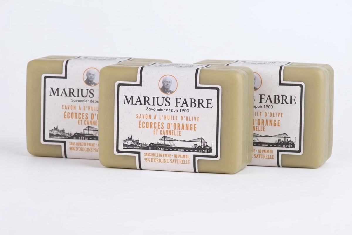 Marius Fabre Orange Peel Cinnamon Soap Bar, set of 3, 100g each