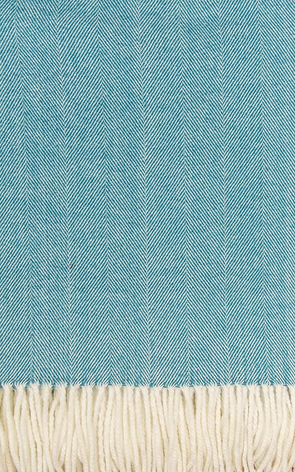 Alashan Cashmere Adirondack Herringbone Throw Cotton Blend Soft Lightweight Comfort Turquoise Spring Lake Blue