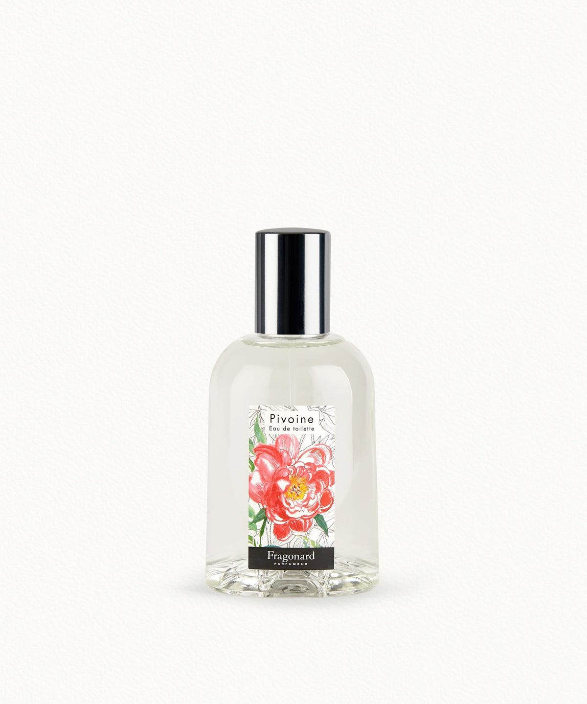Fragonard Pivoine 100ml EDT glass bottle close-up Grasse France