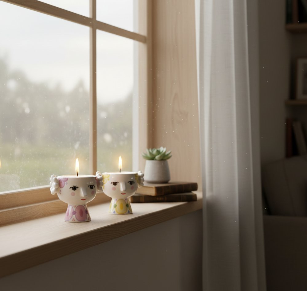 Bjørn Wiinblad Eva Tealight Votive Porcelain Holders | Set of 2