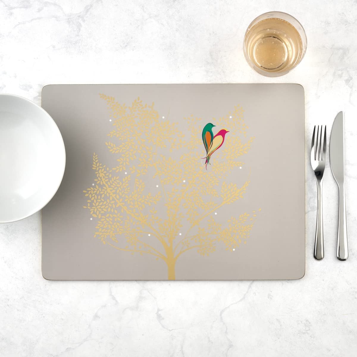 Pimpernel Sara Miller London Chelsea Collection Placemats | Set of 4 | Heat Resistant Mats | Cork-Backed Board | Hard Placemat Set for Dining Table | Measures 15.7” x 11.7”