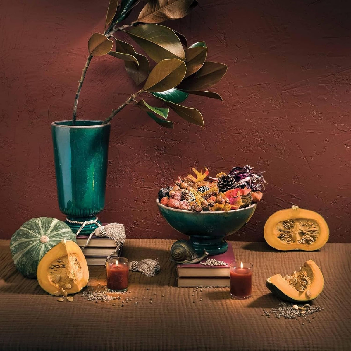 Aromatique Reed Diffuser Set - Pumpkin Spice Notes of Maple, Pumpkin, Cinnamon, Clove, Nutmeg, Cherry, Balsam Aromatherapy Scented Air Freshener Deodorizer Oil Fragrance Living Room Home Decor Gifts