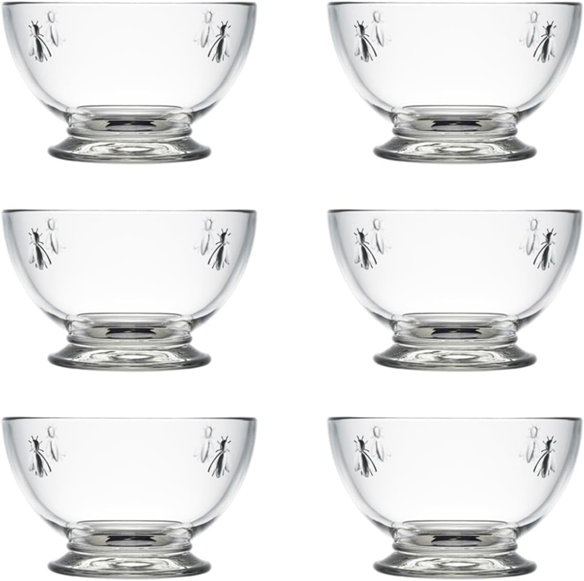La Rochere Bee Small Bowls Set of 6, Nut, Dessert, Ice Cream Bowls – Dishwasher Safe Small Glass Bowls –Serving Bowls for Entertaining Everyday-Use