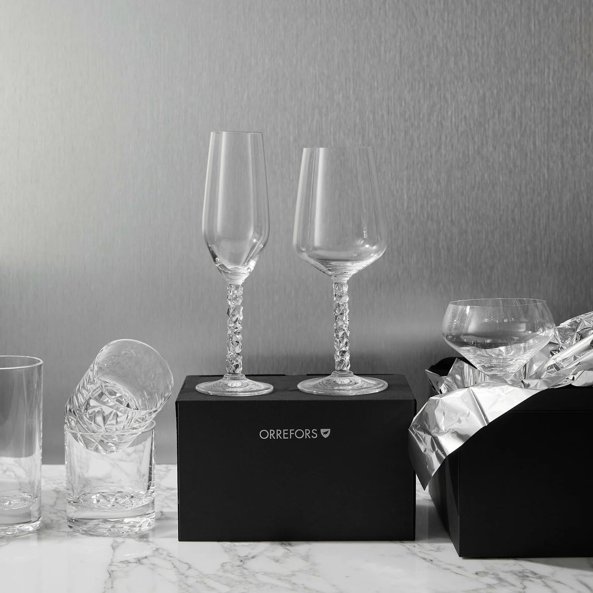 Orrefors Carat Crystal Champagne | 8oz | Set of 4