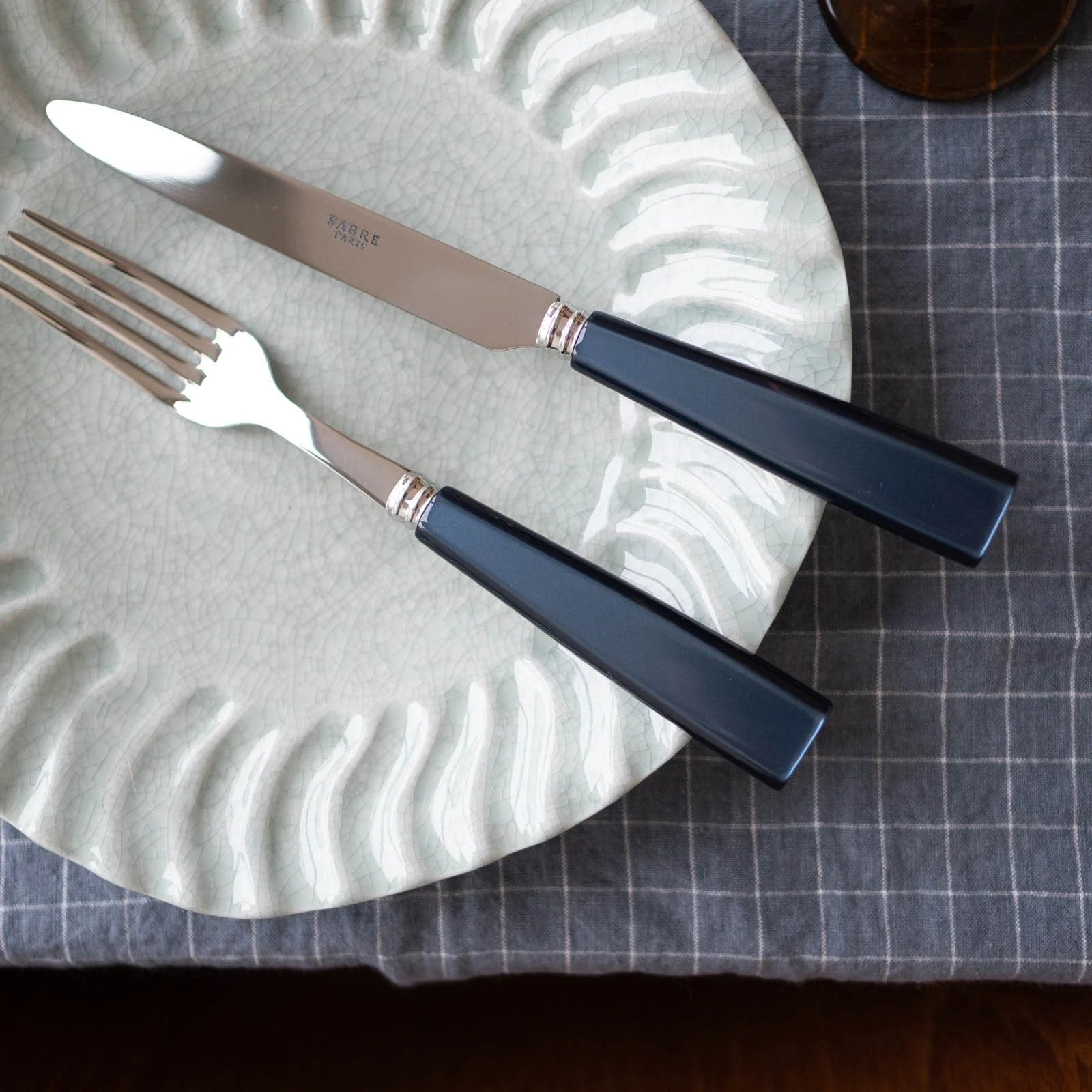 Retro Inspired Flatware Set Steel Blue Stainless Steel