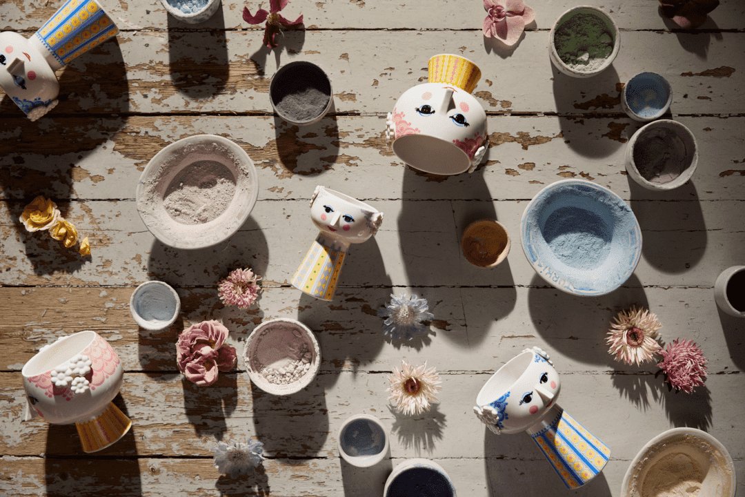 Bjørn Wiinblad Colorful Eva Vase Lavender Yellow