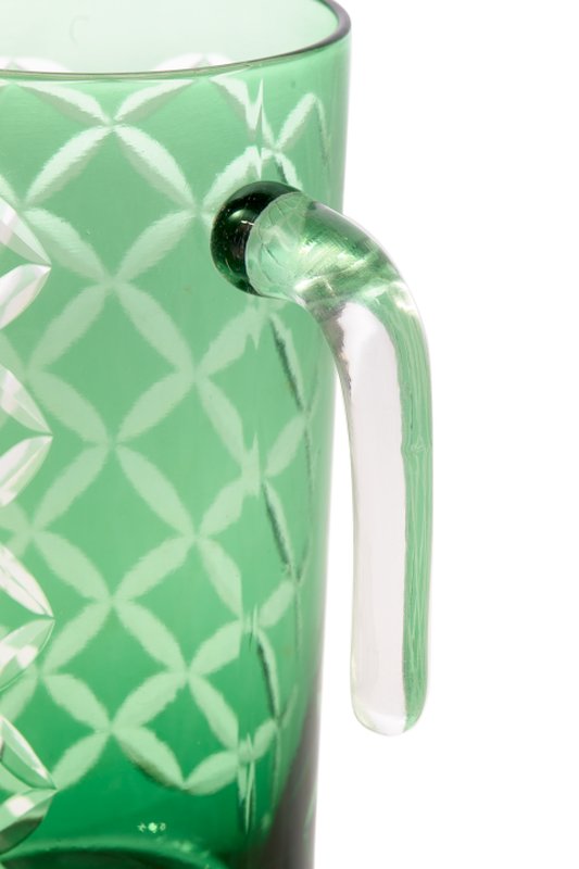 PolsPotten Cuttings Glass Pitcher for Cold Beverages | Green Glass