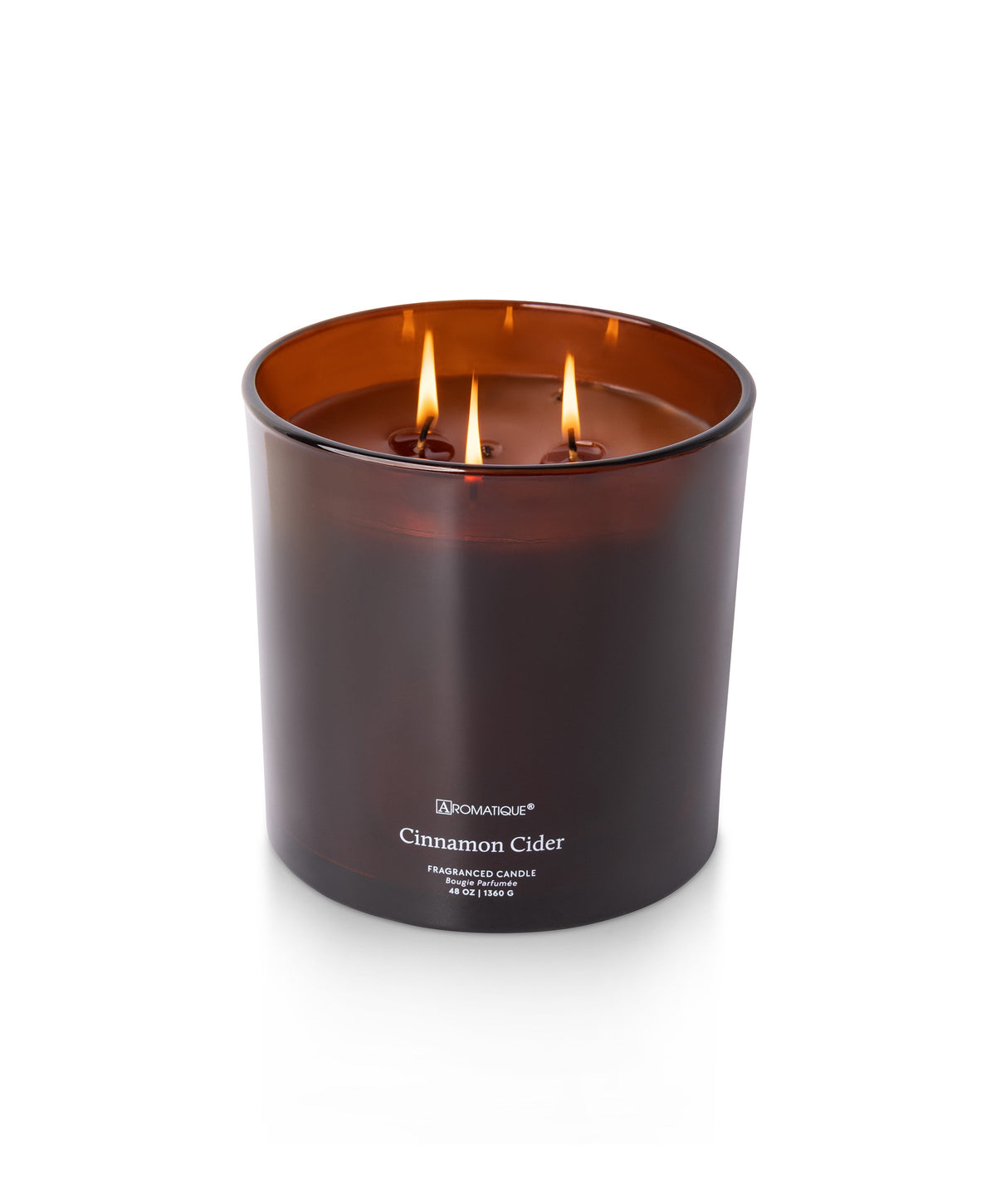 Aromatique Cinnamon Cider Foundry Candle 48oz in a Glass Jar with Gold Metal Lid