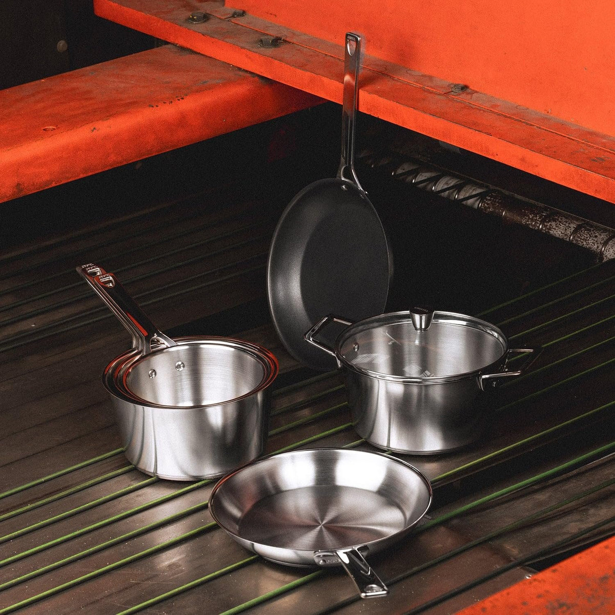Cristel 1826 Collection Mixed 10" Frying Pan Set, Made in France, 18/10 Stainless Steel, 3-Ply Construction, Oven and Dishwasher Safe