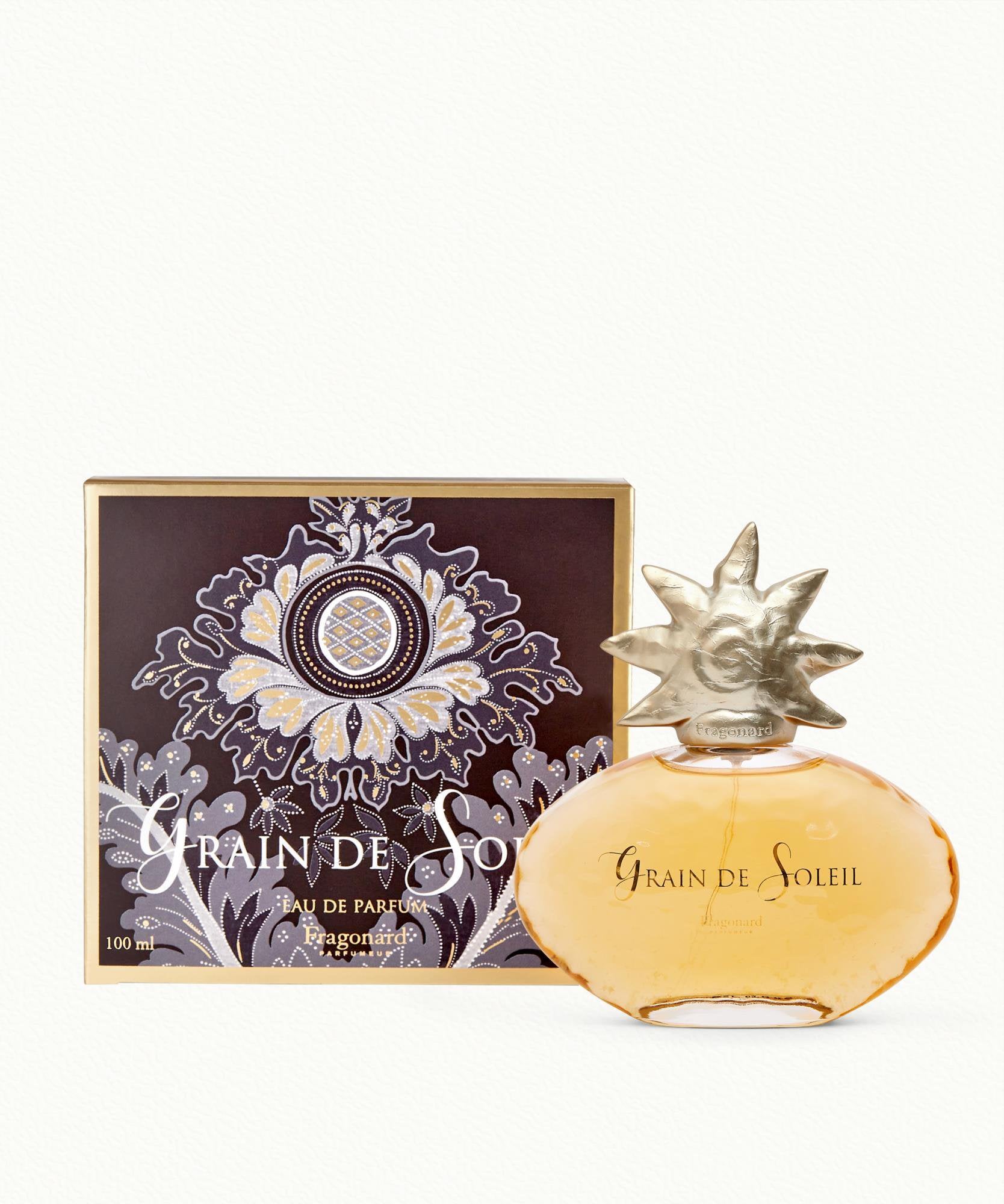 Fragonard Grain de Soleil Eau de Parfum 100ml bottle on white background