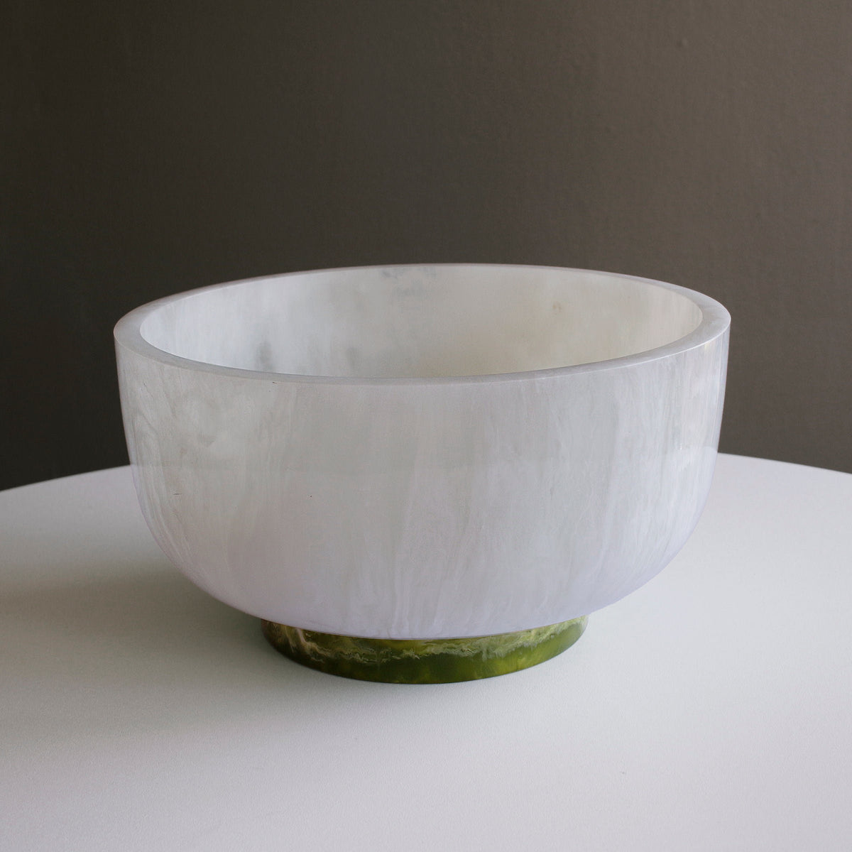 Beatriz Ball RESIN Rio Large Bowl with Base white green translucent resin on white background