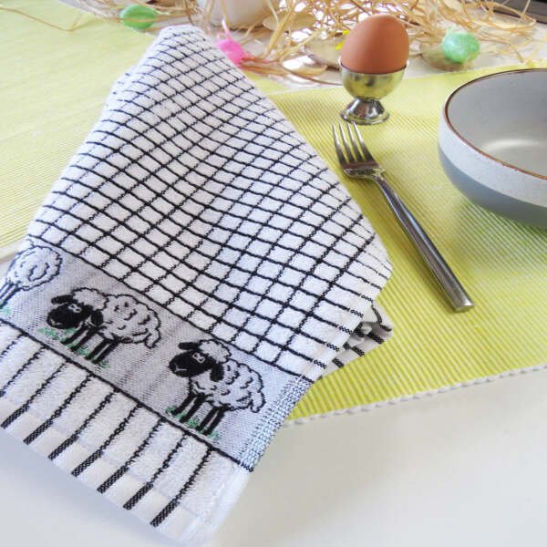 Samuel Lamont Poli-Dri Jacquard Cotton Kitchen Tea Towel | Set of 2 | Black Sheep