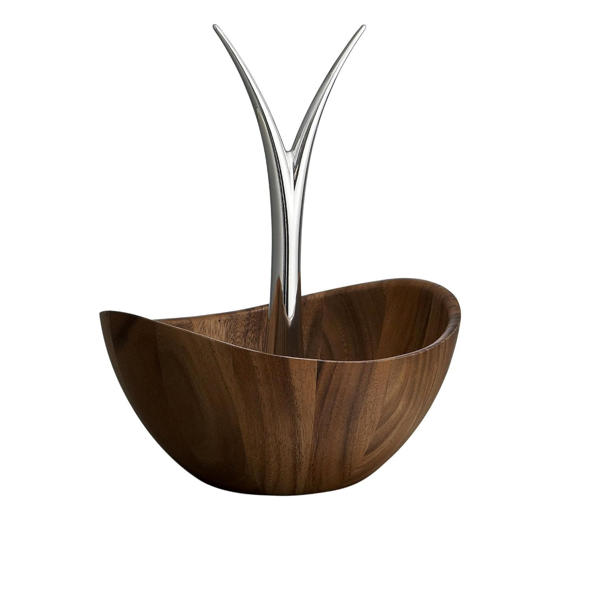 Nambe Fruit Tree Bowl | Fruit Basket with Banana Hanger | Large Decorative Wooden Fruit Bowl for Kitchen Counter or Centerpiece Table Décor | Made of Acacia Wood and Metal Alloy | 12-Inch