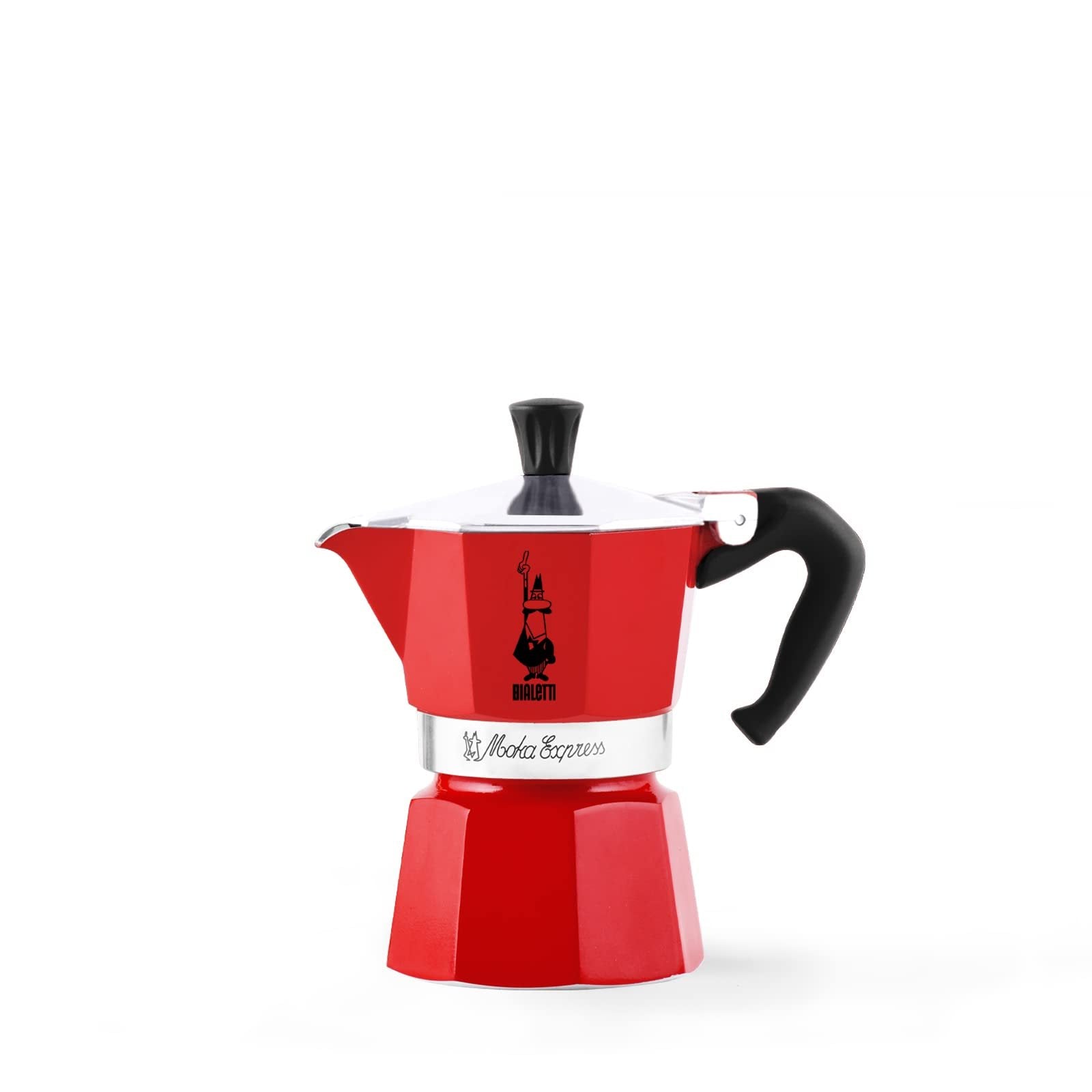 Bialetti Moka Express red 6 cup espresso maker styled on kitchen stove – the original Italian stovetop coffee maker